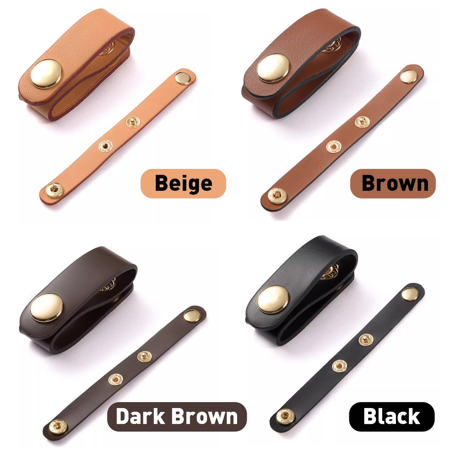 6 PU Leather Handbag Strap Shortener,Bag Protector for Handbag,with Brass Button Handle Wrap Cover for Handbags and Shoulder Bags (Beige)