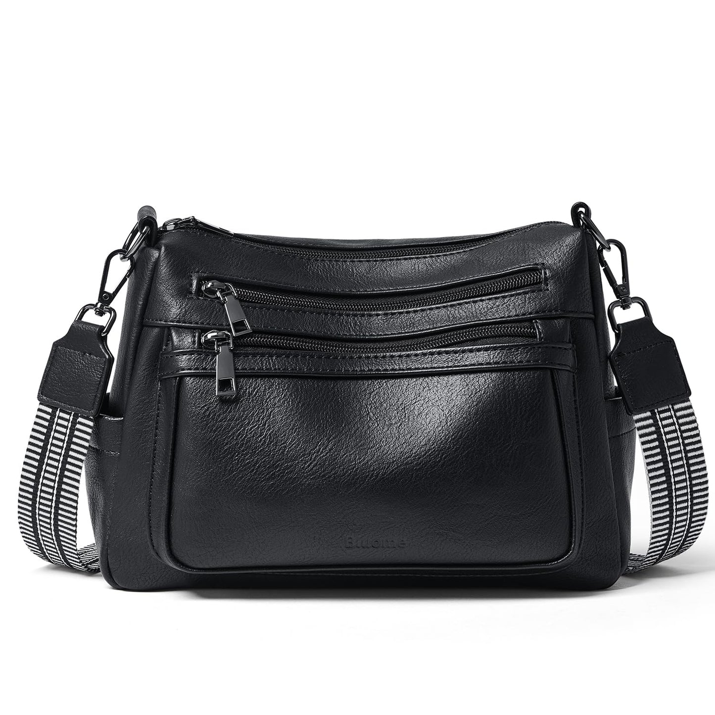 Bluome Crossbody Bag Purses For Women Vegan Leather Shoulder Hobo Purse Handbags Trendy Travel Black