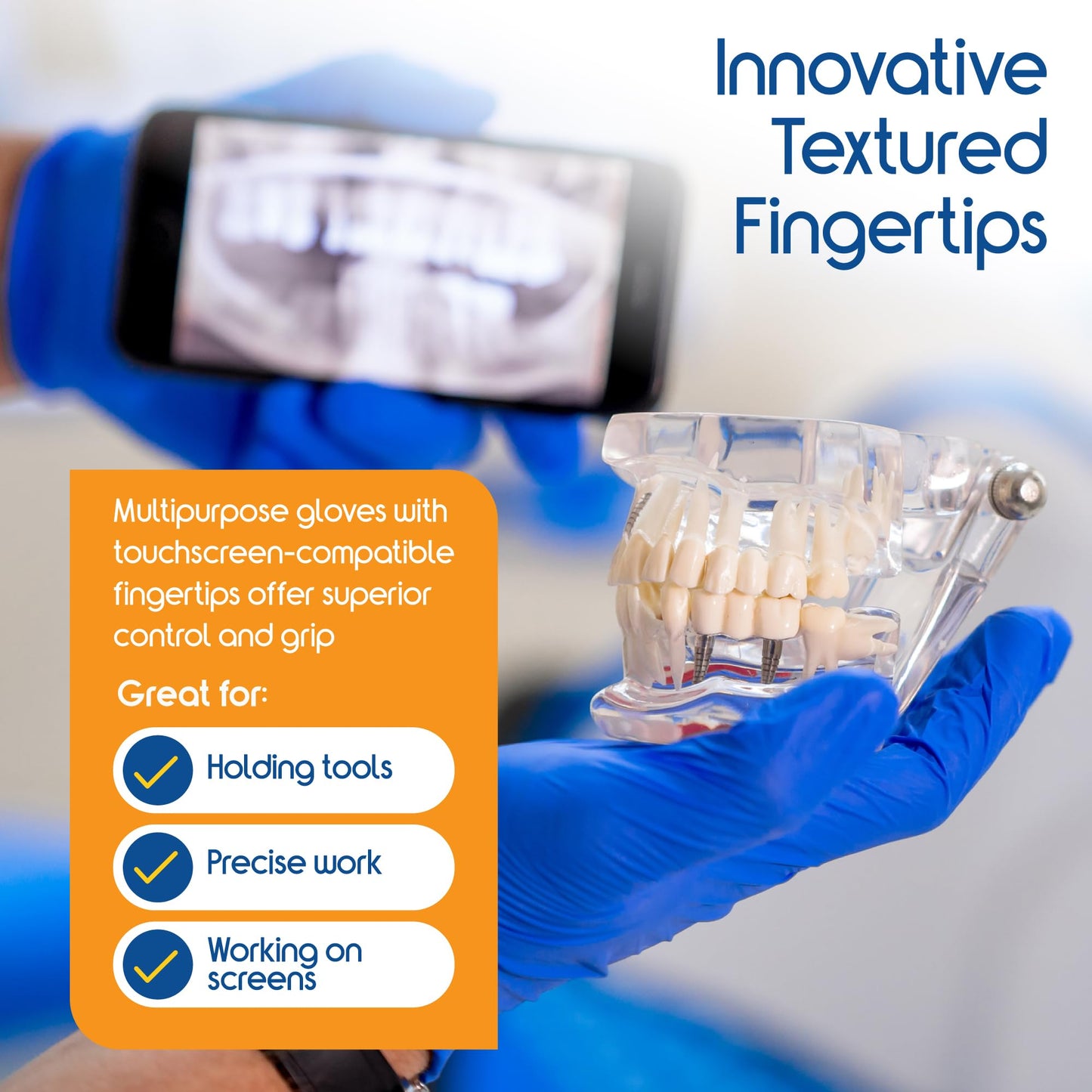 Inspire Nitrile Gloves Medical Examination | 4.5 Grade The Original Quality Stretch Cobalt Blue | Disposable Latex Free Doctors,EMT, Food Service, Cleaning, Janitorial, Household, Hospitals and More