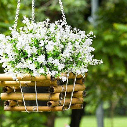 Artificial Flowers for Outside Artificial Faux Plants Flowers Outdoor Spring Decoration, Fake Eucalyptus Realistic UV Resistant for Planter Pot UV Resistant Realistic Outside Porch Patio Garden(White)