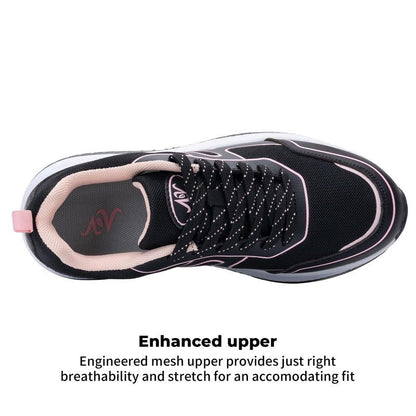 RomenSi Womens Walking Shoes Arch Support Tennis Orthotic Sneakers Plantar Fasciitis Rocker Bottom Shoes for Foot and Heel Pain Relief BlackRose US 6