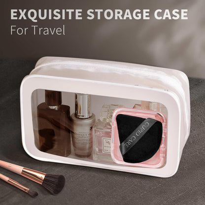 6 Pcs Triangle Powder Puff with 2 Travel Cases, Setting Powder Puffs for Face, Velour Makeup Puff for Loose Powder Body Powder, Blender Sponge Foundation Blending Sponges Beauty Tools