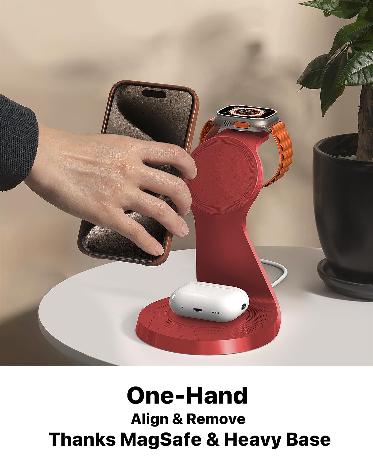 3 in 1 Charging Station for Apple Devices,Mag-Safe Charger Stand Fast Charging,Wireless Charger for iPhone 16/15/14/13/12 Series,& AirPods,& iWatch(USB-C Charger Included)