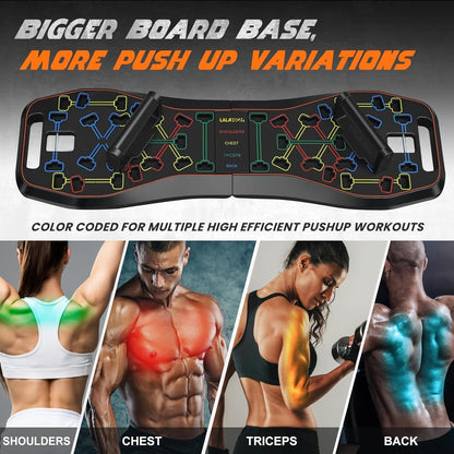 LALAHIGH Push Up Board,36 in 1 Home Gym Equipment with Ab Roller Wheel & Resistance Bands, Portable Foldable Workout Board for Full Body Strength Training Men Women