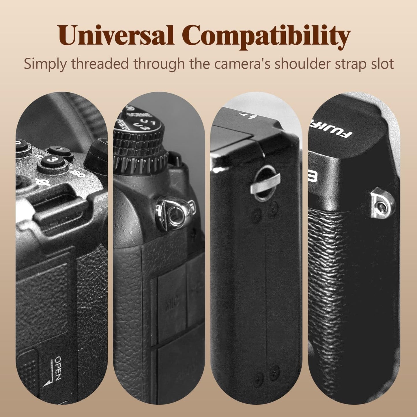 Divvia 1.8”Wide Camera Strap, Fashionable PU Leather Camera Strap for Sony/Nikon/Canon/Minolta/Panasonic/SLR/DSLR Cameras (Black, 1.8 inch)
