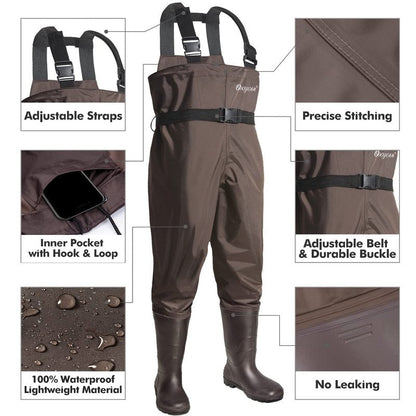 OXYVAN Chest Waders with Boots for Men & Women, Nylon/PVC Lightweight Fishing Wader with Boots Hanger