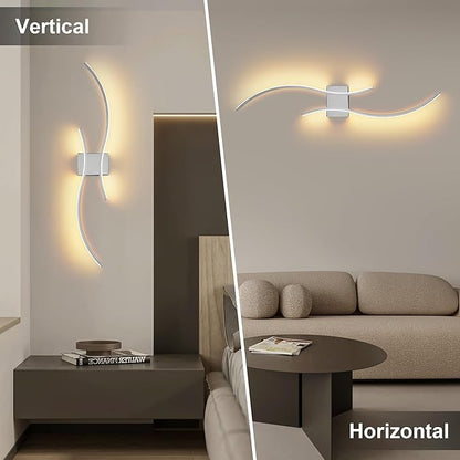 Battery Operated Wall Sconces Set of Two with Remote Control, Stepless Colors 3000K-6000K & Dimming, LED Chrome Wireless Wall Light for Living Room, Hallway, Bedroom, 39.3 Inch (2 Pack)