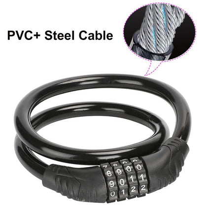 2 PACK Bike Locks Cable,Anti Theft Bicycle Lock Chain,4 Digit Security Resettable Bike Combination Lock Self Coiling Combination Cable Combo Bike Locks Without Mounting Bracket,2 Feetx1/2 Inch (Black)