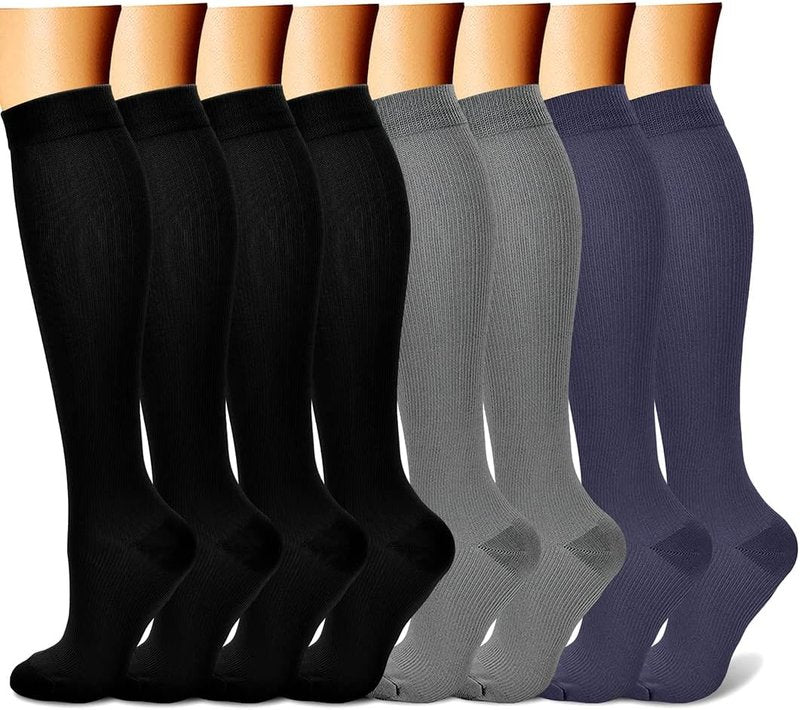 Compression Socks for Women & Men - 15-20 mmHg Circulation Support | 8 Pairs for Athletic Cycling