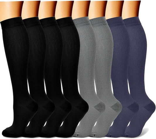 Compression Socks for Women & Men - 15-20 mmHg Circulation Support | 8 Pairs for Athletic Cycling