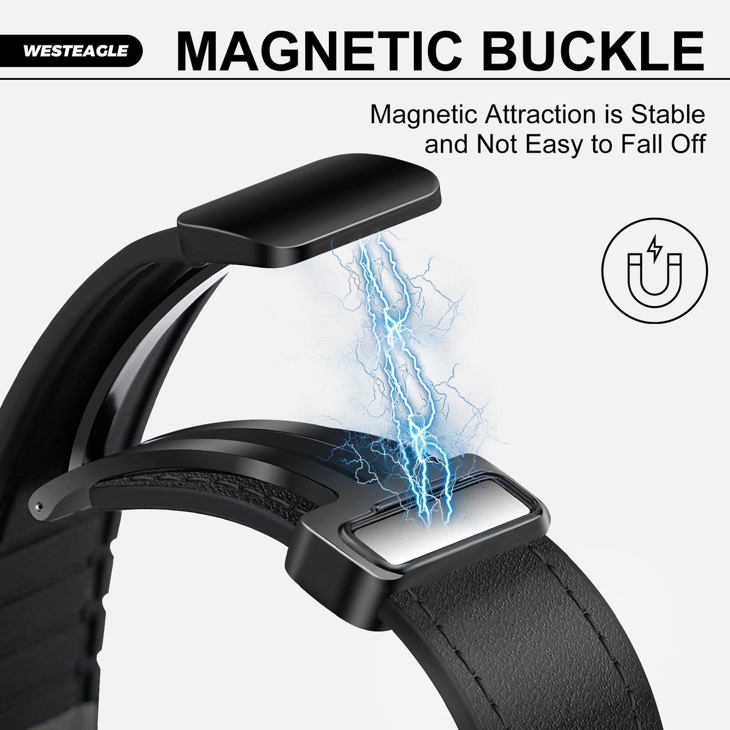 WestEagle Magnetic Leather Bands Compatible with Apple Watch 49mm 46mm 45mm 44mm 42mm(S3/2/1) for Men Women, Genuine Leather with Magnetic Buckle for iWatch Ultra1/2/3 Series SE11/10/9/8/7/6/5/4/3/2/1
