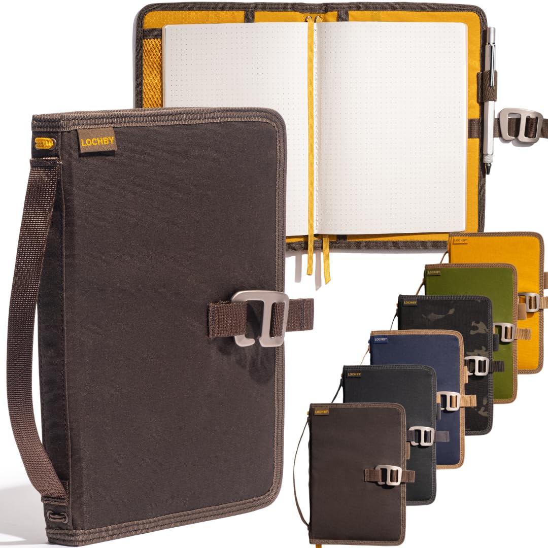 LOCHBY® Field Journal | Planner Cover | Water Resistant Waxed Canvas | Pen Loop | Included Tomoe River Notebook | Perfect for Travel, Art, Bullet Journal