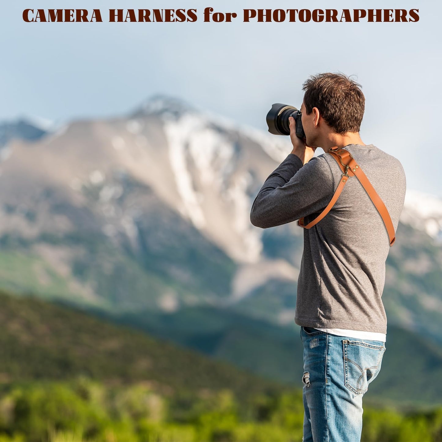 4J LEDR Leather Camera Strap,Single Camera Shoulder Harness for One Camera,Professional Camera Harness for Photographers,Camera Strap Crossbody Quick Release Gear DSLR/SLR,Camera Accessories,TAN