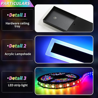 Widened 2 Pack Modern Exterior Lighting Fixtures, 58inch RGB Dimmable Outdoor Wall Sconces, 10 Colors, 5 Modes, IP65 Waterproof, Black Long LED Wall Mount Lights for Fence, Balcony, Garage