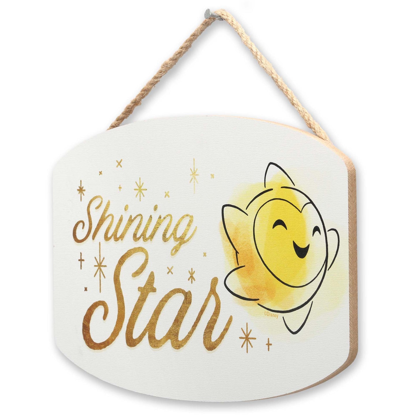Disney Wish Shining Star Hanging Wood Wall Decor - Adorable Shining Star Sign for Kids' Bedroom or Play Room