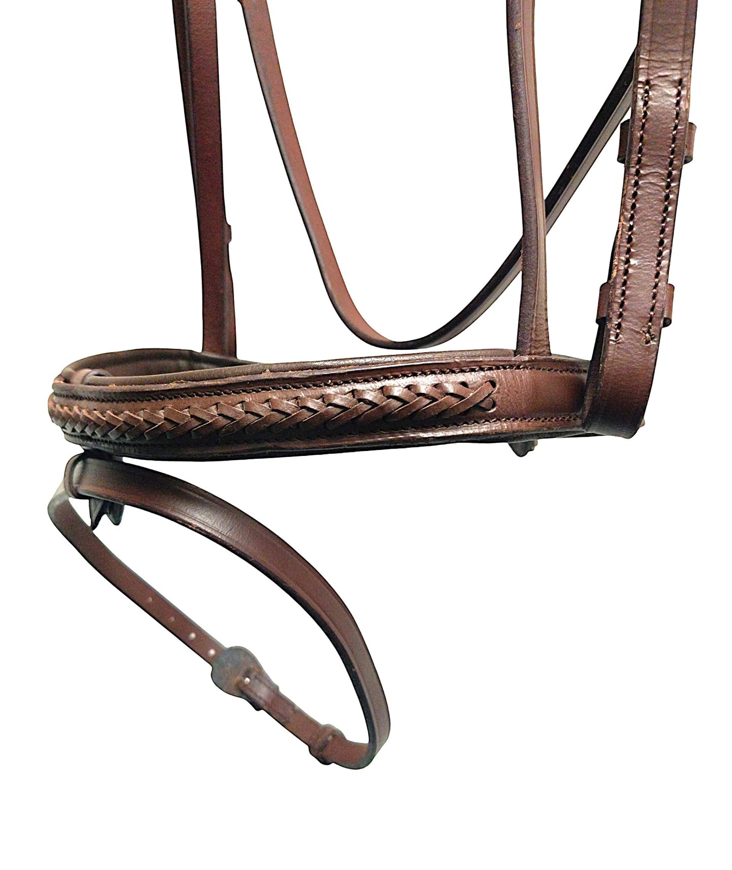 Bello-Equine Braided Havana Brown Leather Bridle with Removable Flash – Padded Browband & Noseband – Horse Riding Bridle for Schooling & Show - Size Full