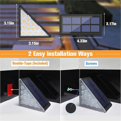 VOLISUN Solar Step Lights for Outside, Solar Stair Lights Outdoor Waterproof IP67, LED Outdoor Step Light, 80 Lumen, Deck Light for Outside Step, Front Porch and Patio(Black,12 Pack)