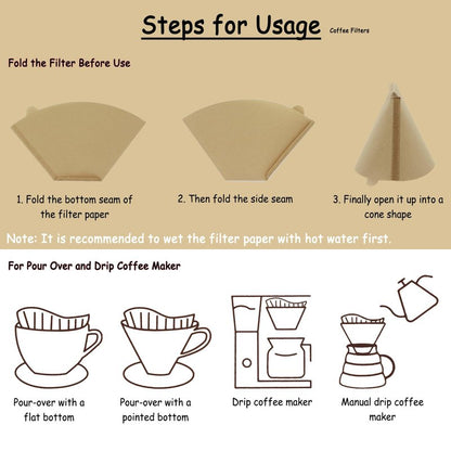 200 Count Coffee Filter #2, 2-6 Cups Coffee Filters Unbleached Natural Disposable Cafe Filters 02 Cone Paper Fits for Ninja, Drip and Pour Over Coffee Maker