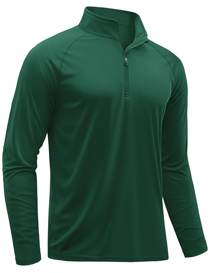 TACVASEN Running Shirts for Men Long Sleeve Uv Protection Shirts for Athletic Summer Tops for Mens Performance Rash Guard Dark Green L