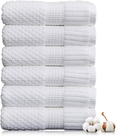 NY Loft 100% Cotton Hand Towel 6 Pack | Super Soft & Absorbent Quick-Dry Hand