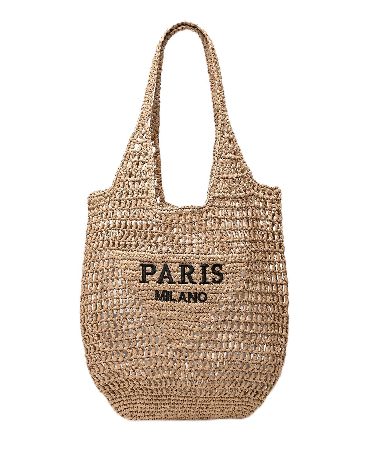SUANNI Straw Beach Bags for Women, Large Woven Tote Bag, Summer Shoulder Bag, Lightweight Casual Purse Hobo Handbag for Vacation Shopping Travel(Khaki)