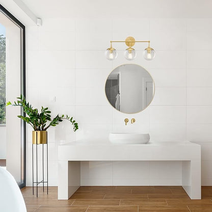 Design House Gracelyn 3-Light Dimmable Bathroom Vanity Light, Seeded Glass, Satin Gold, 24.03 in W x 8 in D x 11.65 in H, 588889-SG