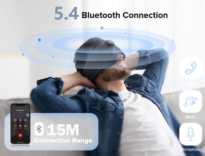 TOPOINT Sleep Mask with Bluetooth Headphones, Breathable Silk Eye Mask for Sleeping Men Women, Bluetooth Sleep Mask Blackout with Speakers, Microphone Handsfree, USB C for Travel Meditation Gifts
