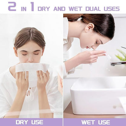 Disposable Face Towel 400 Count, Soft Cotton Face Towels, Dry Wipes Facial