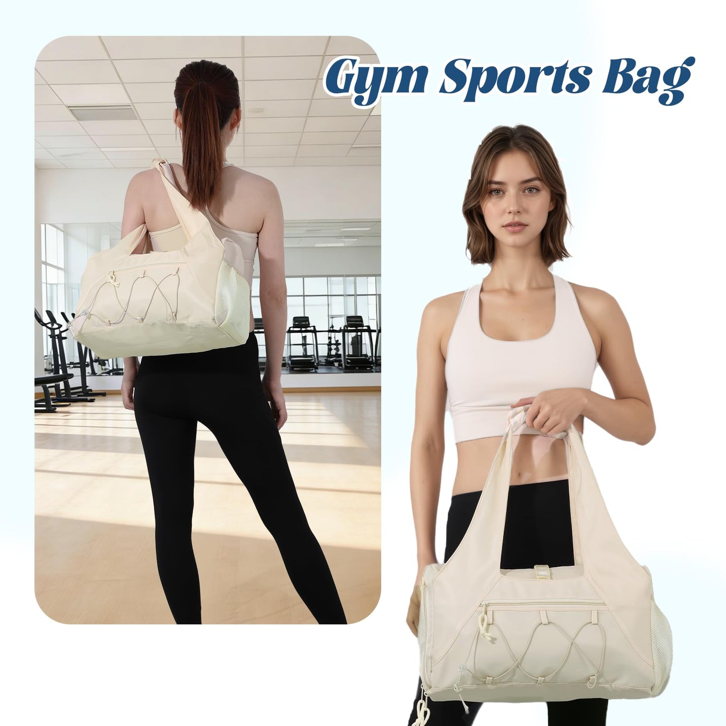 Oweisong Gym Bag for Women Sports Duffel Bag Lightweight Yoga Tote Travel Carry On Handbag with Shoes Compartment