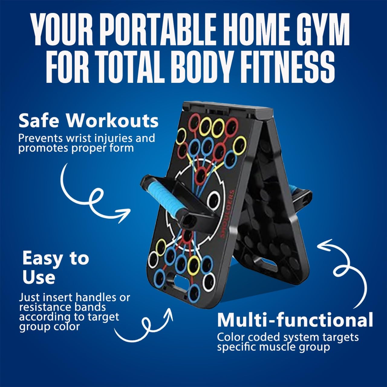 Push Up Board, Portable 25-In-1 Push up Board for Men, | Pilates Bar & Fitness Accessories with Resistance Bands & Ab Roller Wheel, Professional Strength Training Equipment For Man and Women