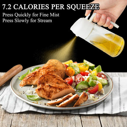 Ponpon Oil Sprayer for Cooking, 16oz Olive Oil Spray Bottle, Oil Dispenser for Kitchen for Barbecue, Salad, Cooking, Baking (Black)