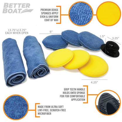 Microfiber Wax Applicator Pads, Soft Foam Hand Polish Sponges and Cloth Buffers, Bulk Waxing and Detailing Set for Boats and Cars, Polishing Application Pack
