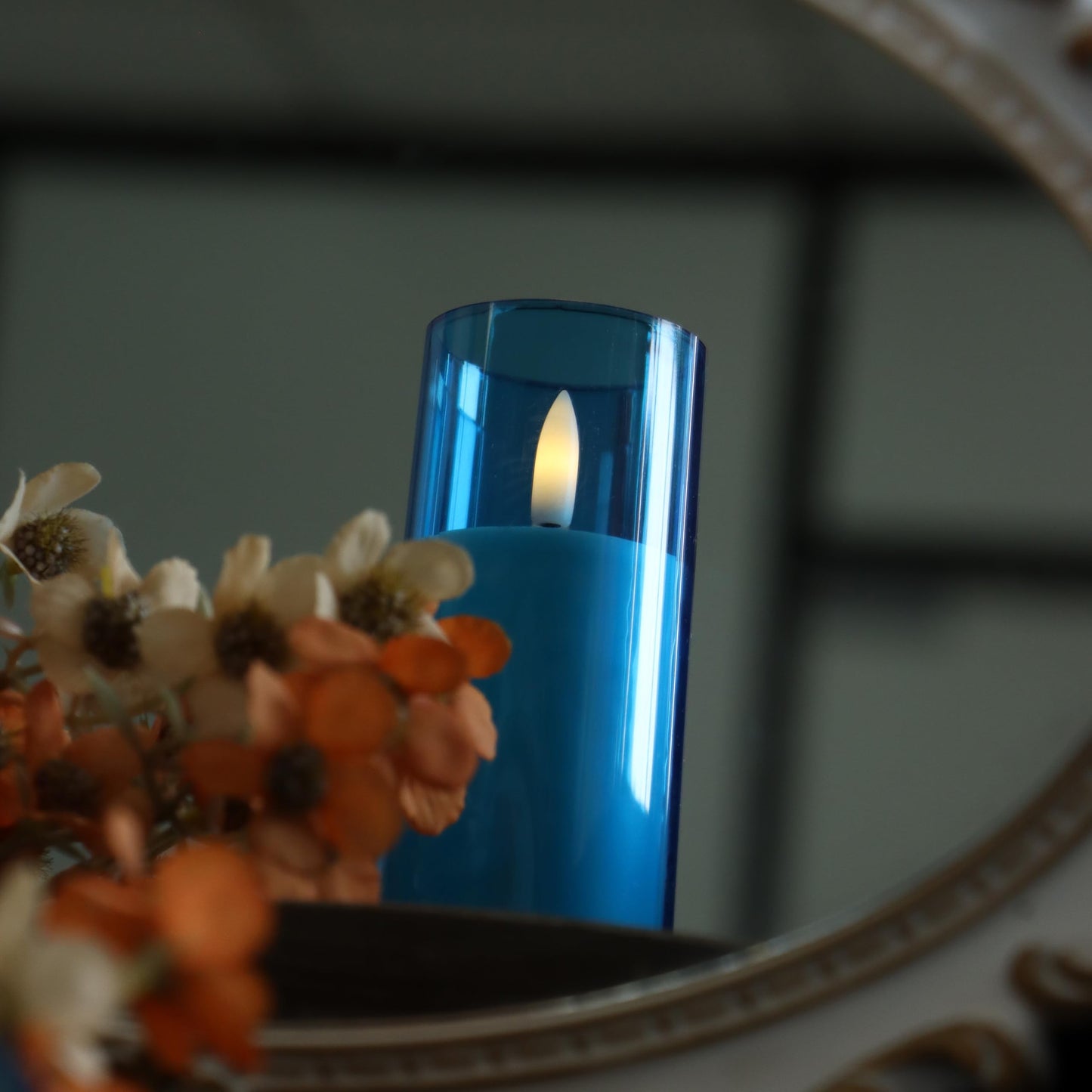 iZAN Flameless Candles with Remote and Timer Plexiglass Shell Battery Operated LED Pillar Candle Lights for Home Wedding Party Halloween Christmas Decorations, Pack of 6, 2”x 6”, Blue