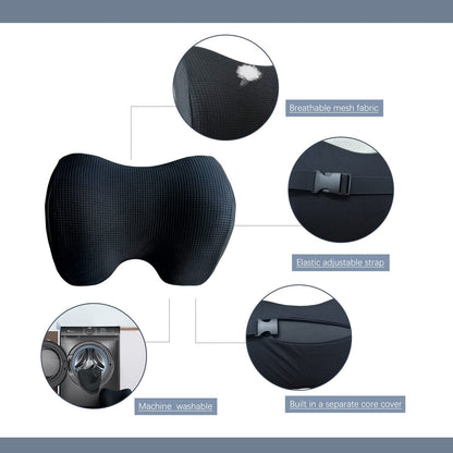SPRFUFLY Make Relaxing Car Headrest Pillow, Car Pillow for Driving with Adjustable Strap, Breathable Removable Cover & Ergonomic Design - Softness Travel Car Neck Support Pillow(Black, 1PC)