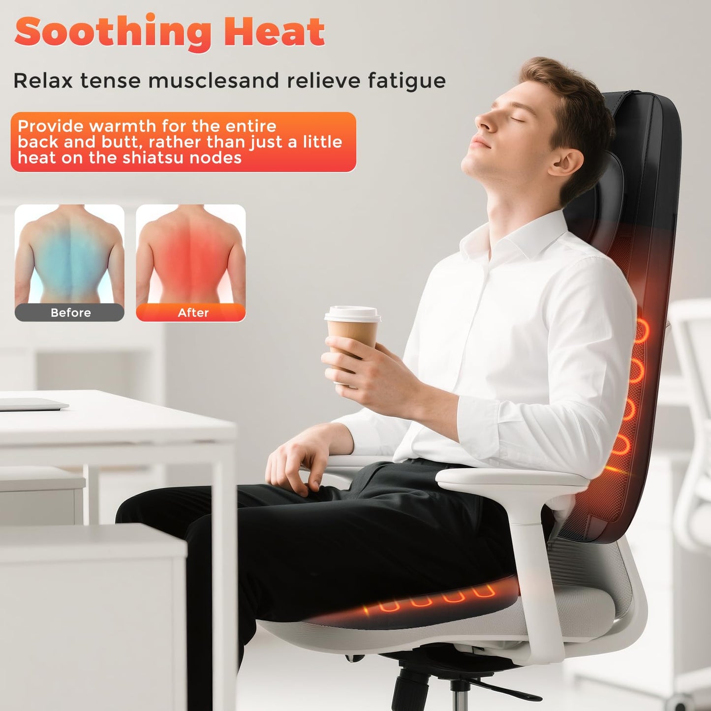 Shiatsu Neck and Back Massager with Heat, 4D Kneading Back Massager for Pain Relief Deep Tissue, Comfortable Back Massage for Chair, Massager for Home Office, Gifts for Women Men Parents Christmas