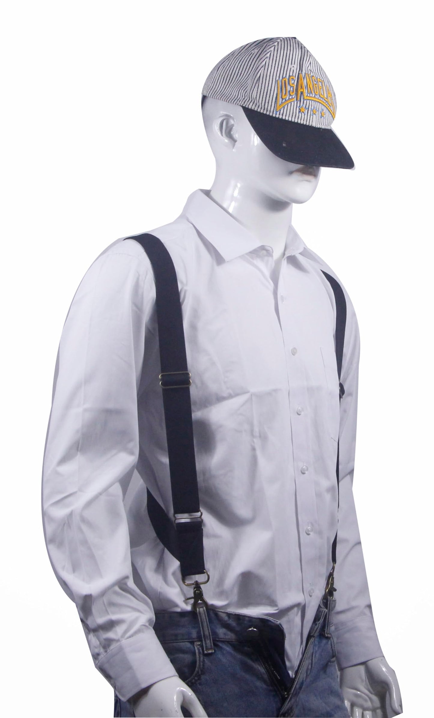 Doloise Men's Suspender Heavy Duty 2 Hook Suspenders for Men Adjustable Braces 1.4 Inch Wide Big and Tall Men Side Hook