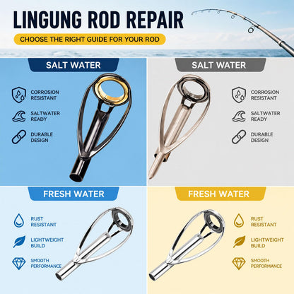 LINGUANG 50PCS Fishing Rod/Pole Replacement Stainless Steel Tip Tops Repair Kits for Surf,Spinning, Casting (B-BMGT-50PCS)