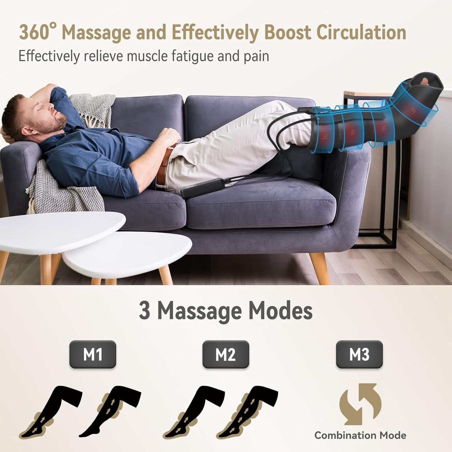 FIT KING Leg Massager with Heat and Compression Therapy, Leg Compression Massage for Circulation, Swollen Leg, RLS Pain & Fatigue Relief, Foot Calf Massager Boots, Recovery Gift for Mom Dad