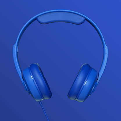 Skullcandy Cassette Junior On-Ear Wired Headphones, Volume-Limiting Audio, Foldable Lightweight Design, Designed for Kids 6+, Convenient for Travel with 3.5mm Plug, Built-in Microphone - Cobalt Blue