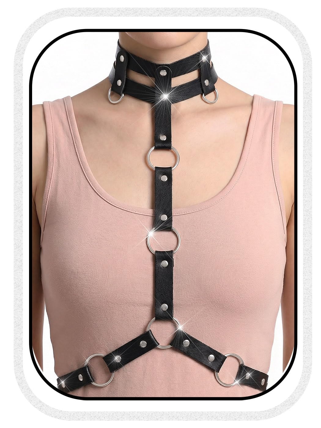 BODIY Black Chest Harness Belt Leather Chest Belt Plus Size Body Harness Fashion Strap Belts for Women (Black)