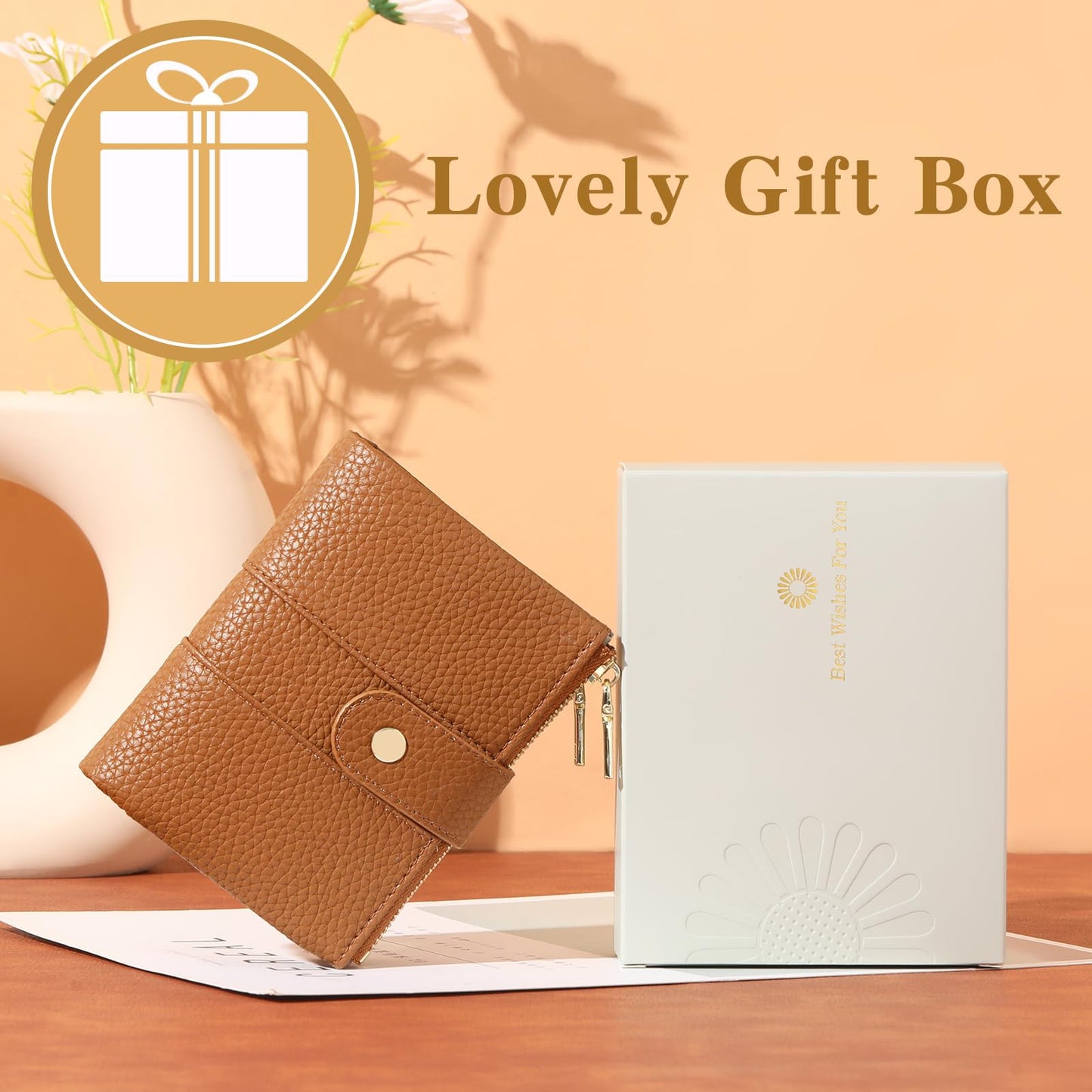 GOIACII Small Wallet for Women with Double Zipper Pocket RFID Blocking Ladies Wallet Leather