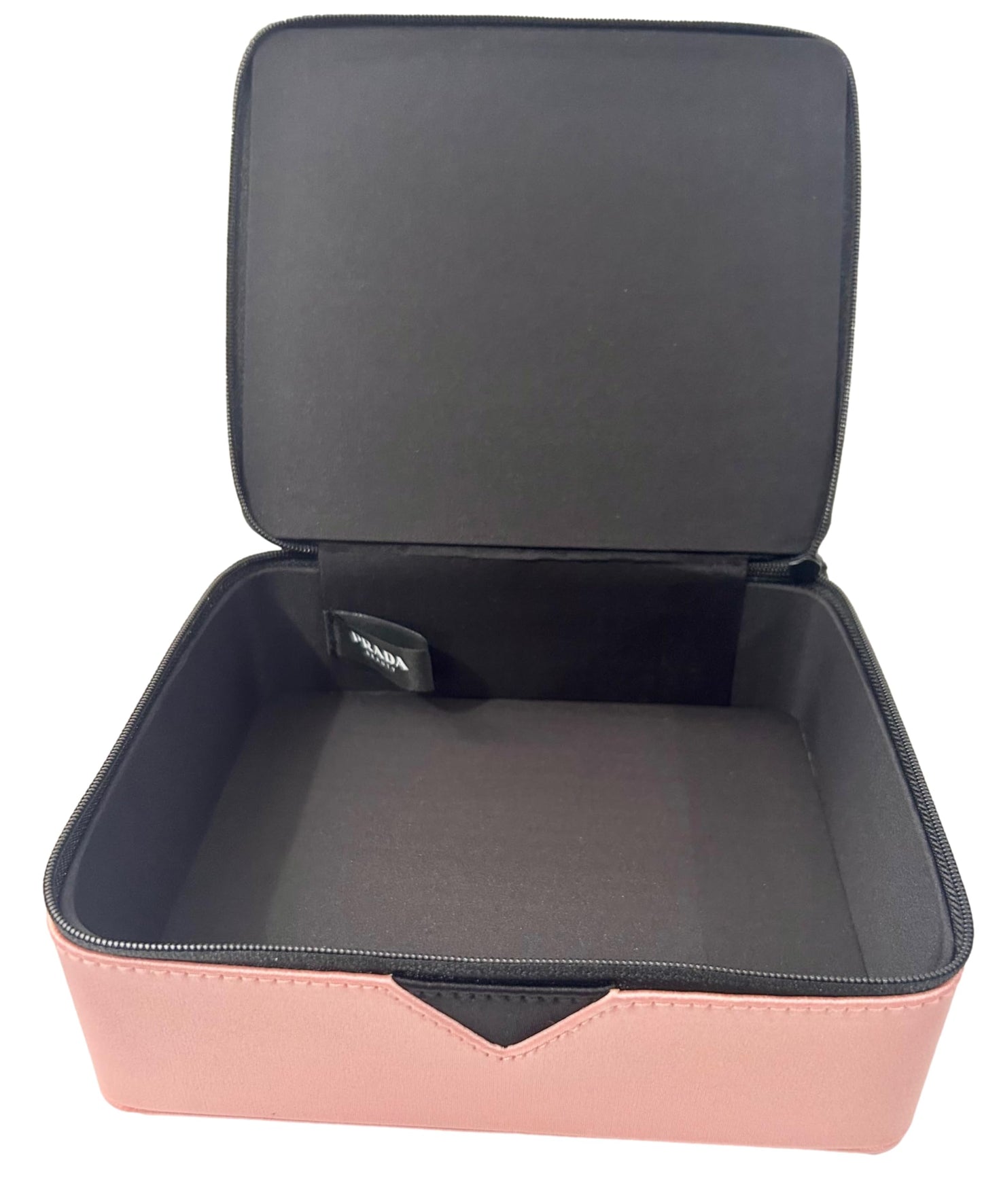 Prada Black Pink Train Case Beauty Fragrance Paradoxe Cosmetic Pouch Makeup Bag (EMPTY MAKEUP BAG) - Approx MEDIUM 7L x 6H x 2.5W - 0697
