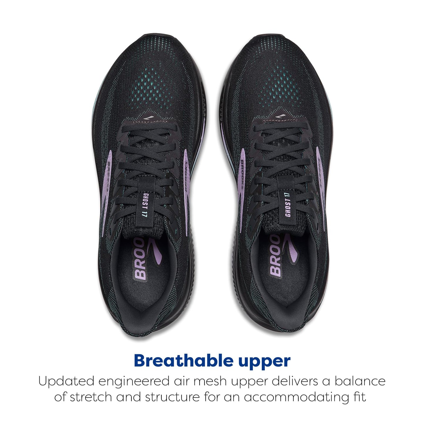 Brooks Women’s Ghost 17 Neutral Running Shoe - Grey/Clearwater/Purple - 11 Medium
