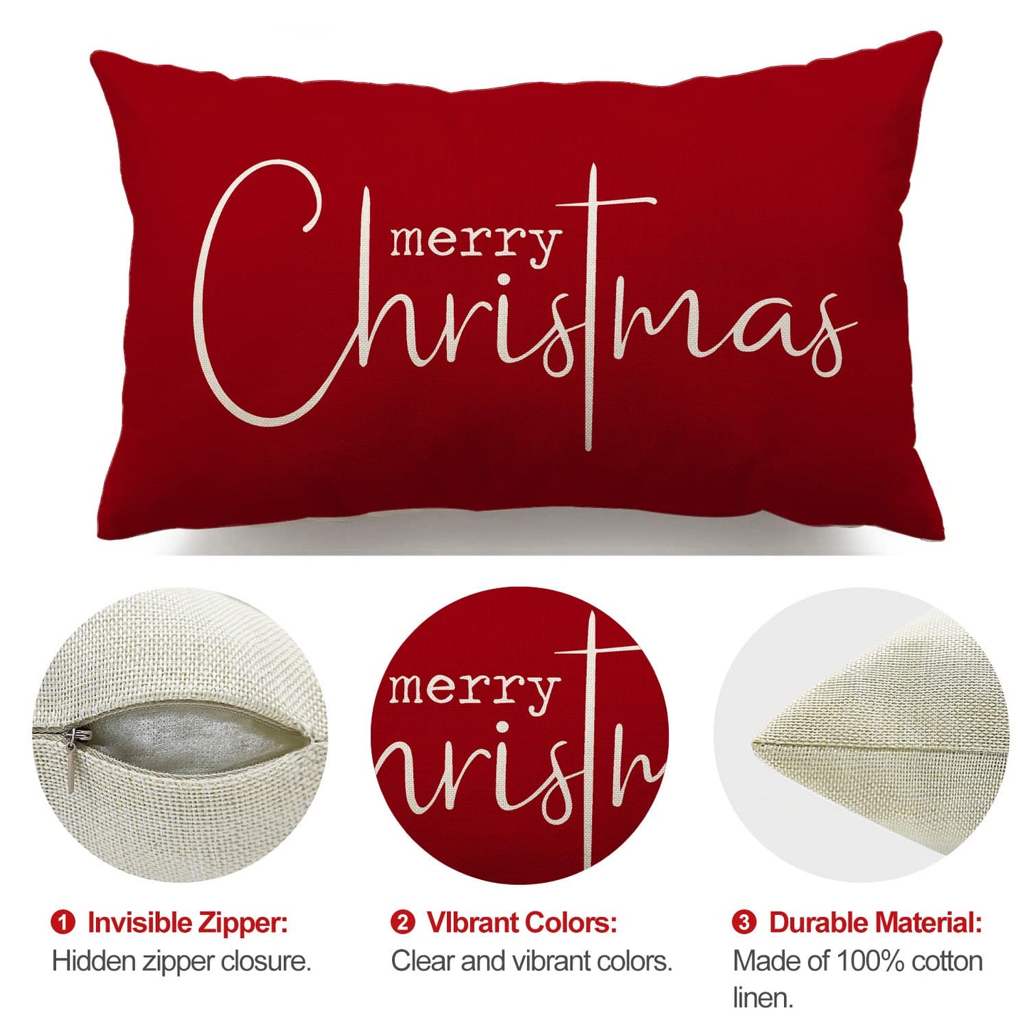 DFXSZ Christmas Throw Pillow Covers 12x20 Inch Set of 2 Merry Christmas Farmhouse Decorations Believe Holiday Decor Throw Cushion Case for Home Couch