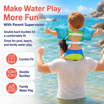 Dark Lightning Toddler Swim Vest for Kids Ages 2-7, Kids Floaties with Arm Wings, USCG Approved Pool Swim Vest for Boys Girls, 33-55 lbs (Submarine)
