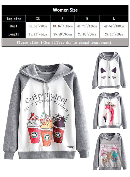 futurino Women's Long Sleeve T-Shirt Cat Crack Print Fashion Crew Neck Top