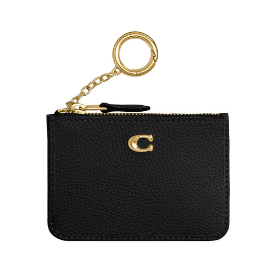 Coach Men's Polished Pebble Leather Mini ID Skinny, Black