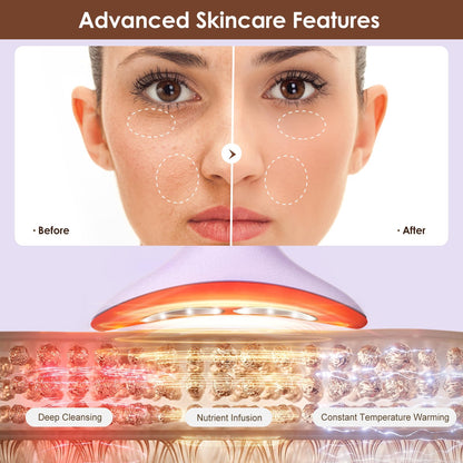 Facial and Neck Massager for Face, Neck - Skin Lifting & Firming - Wrinkle & Dark Circle Reducer - at Home Skin Care Face Sculpting Tool and Neck Massager-Pastel Pink