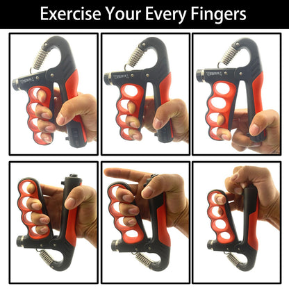 Hautrely 2PACK Grip Strength Trainer, 5-100KG (11-220 LB) Adjustable Resistance Forearm Hand Gripper Strengthener with Counter, Hand Wrist Exercise Workout Equipment for Home/Office Gym (Red)