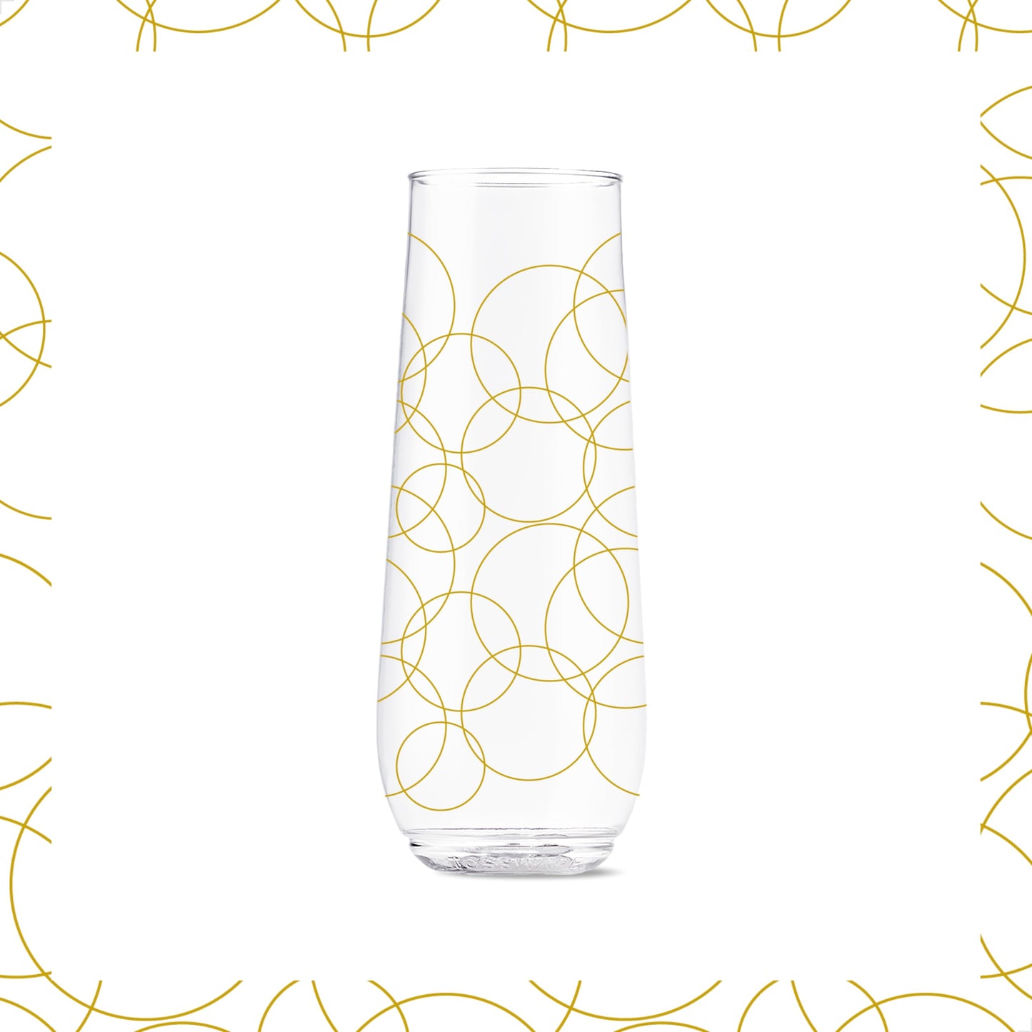 TOSSWARE POP 9oz Flute Festive Cheers Series, SET OF 6, Premium Quality, Recyclable, Unbreakable & Crystal Clear Plastic Printed Champagne Glasses